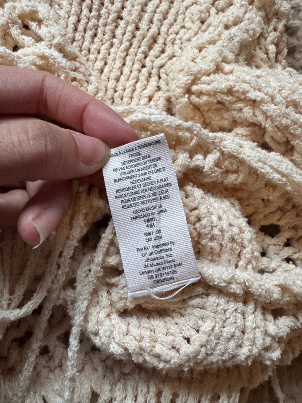 Free People Higher Love Crochet Fringe Sweater Boho Cream Open Knit Festival XS - Picture 7 of 9